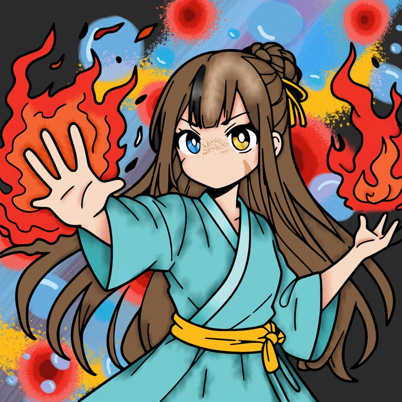 anime girl with fire powers