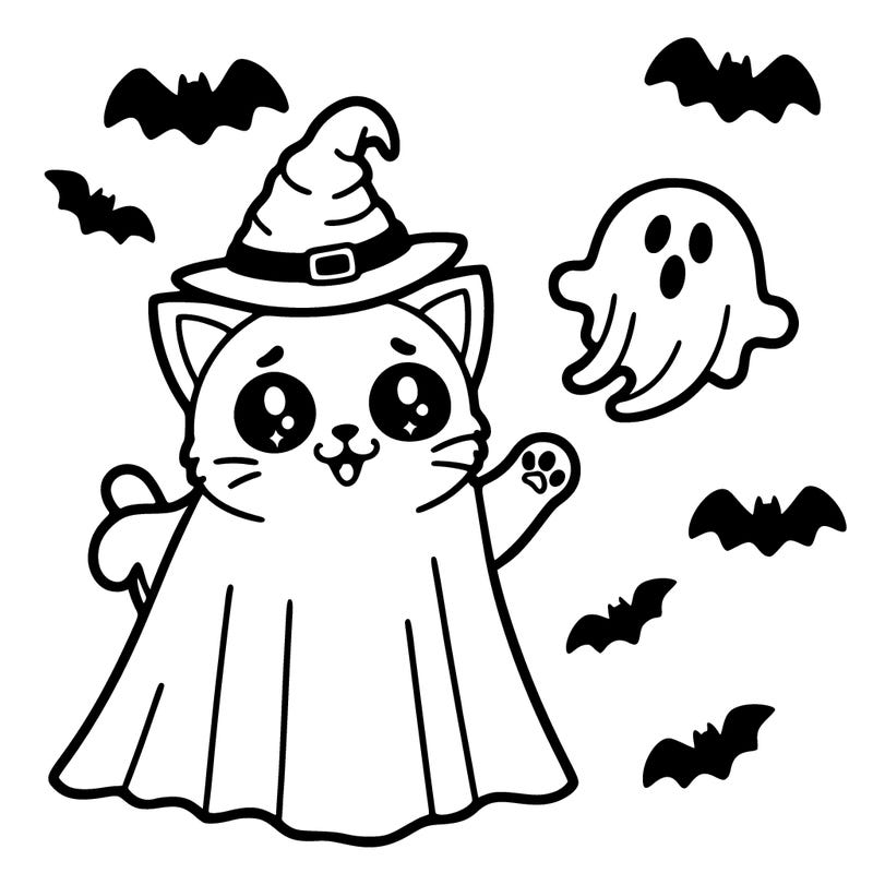 a ghost cat in halloween