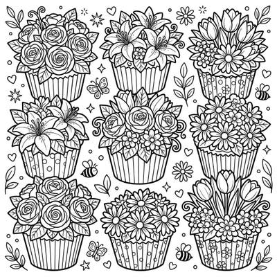 Indulge your creative side with these charming spring cupcake bouquets, each a delightful arrangement of flowers waiting for your vibrant colors. Perfect for celebrating the fresh beauty of the season, this page offers a sweet escape into a world of floral artistry.