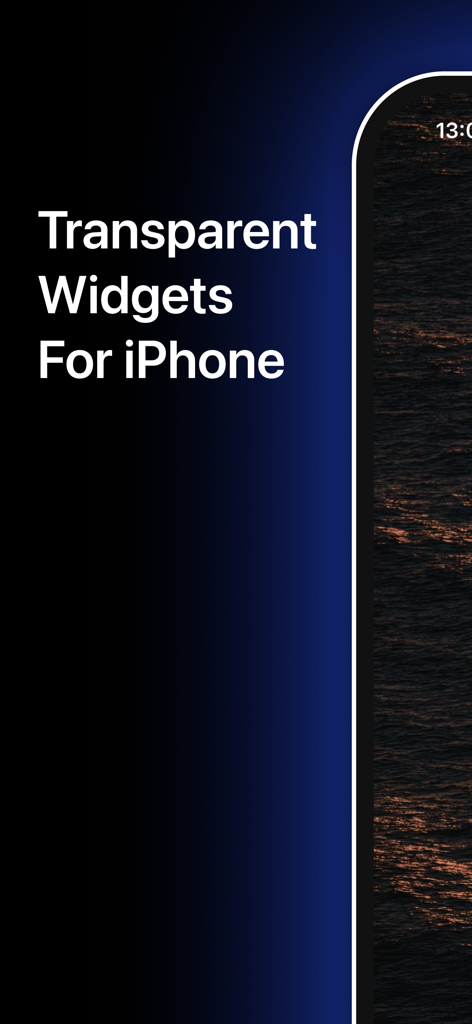 Blank Widget Transparent Space - Marketing screenshot showing Transparent Widgets For iPhone text for a customization app