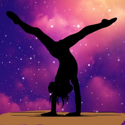 realistic gymnastic hand stand girl in four splits