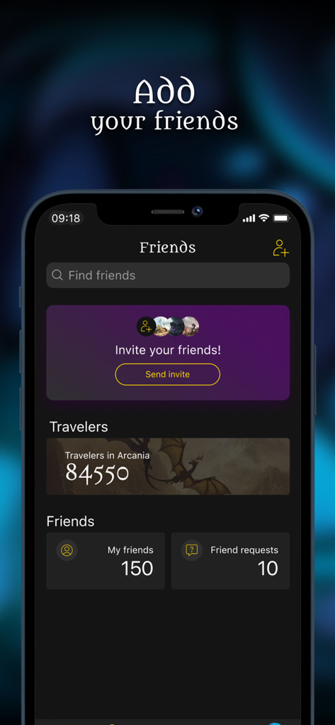 YGO Scanner - Dragon Shield - Social interface of the YGO Scanner app showing friends list and invite options