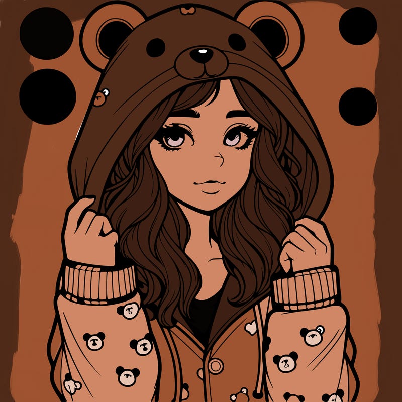 realistic girl in a animal pjs hoodie