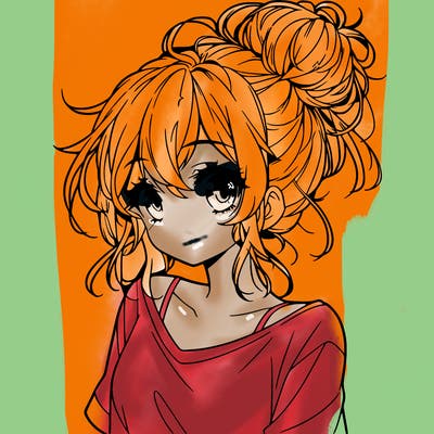 a beautiful anime girl with a messy bun