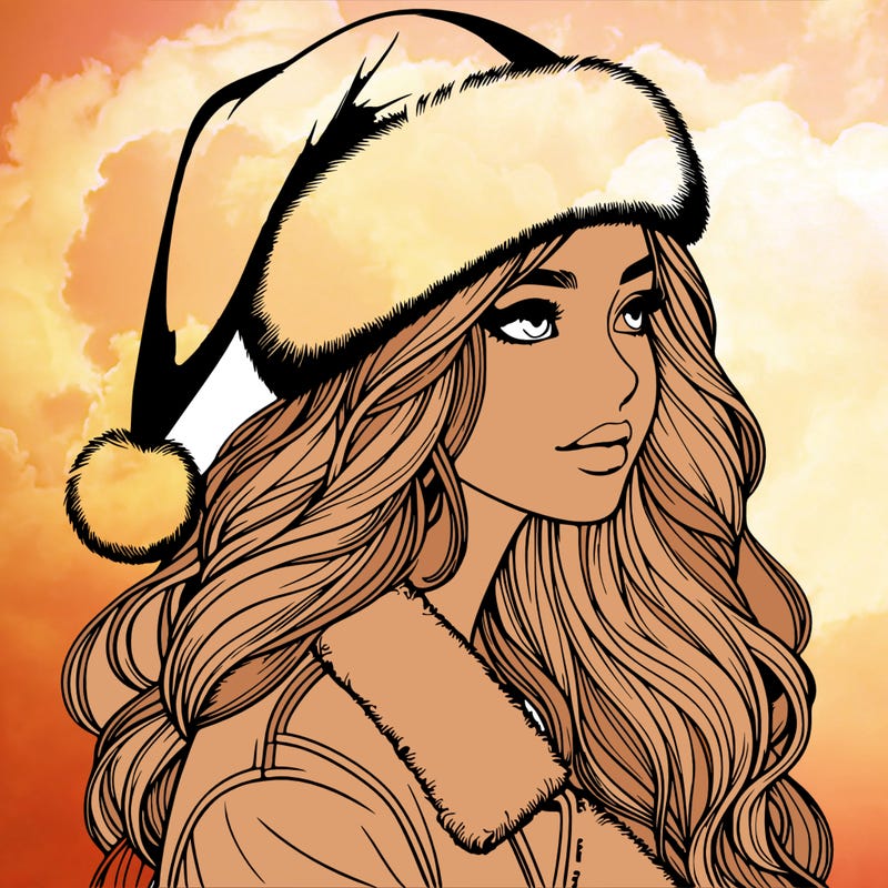 realistic girl in santa hat