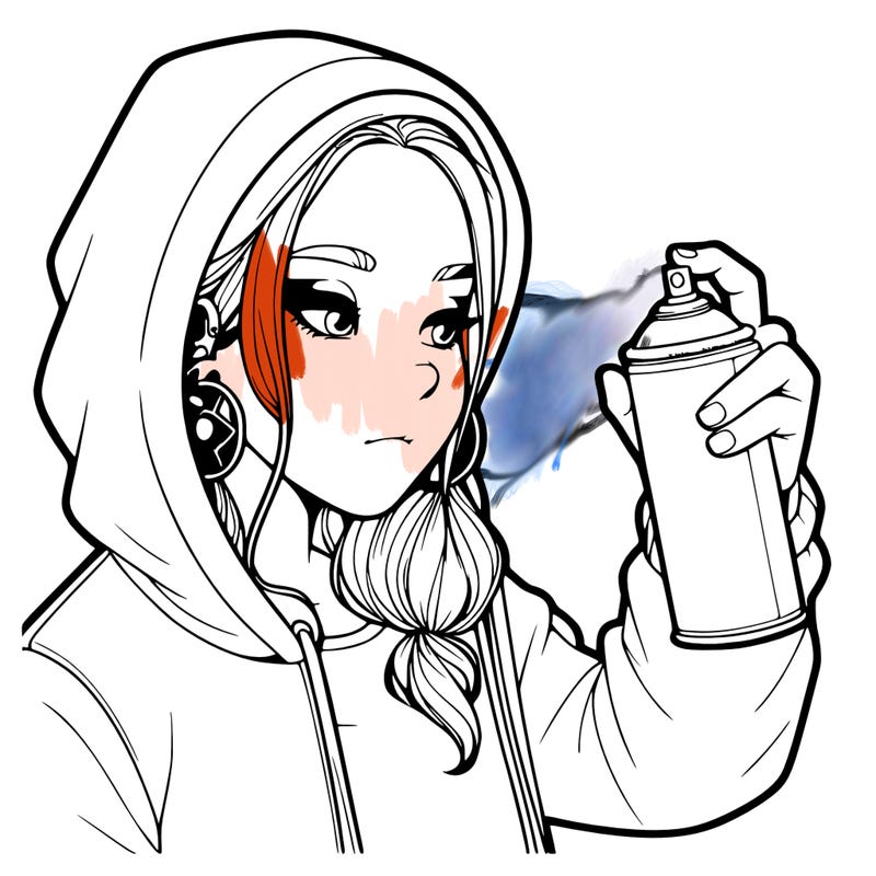 a realistic girl, spray painting