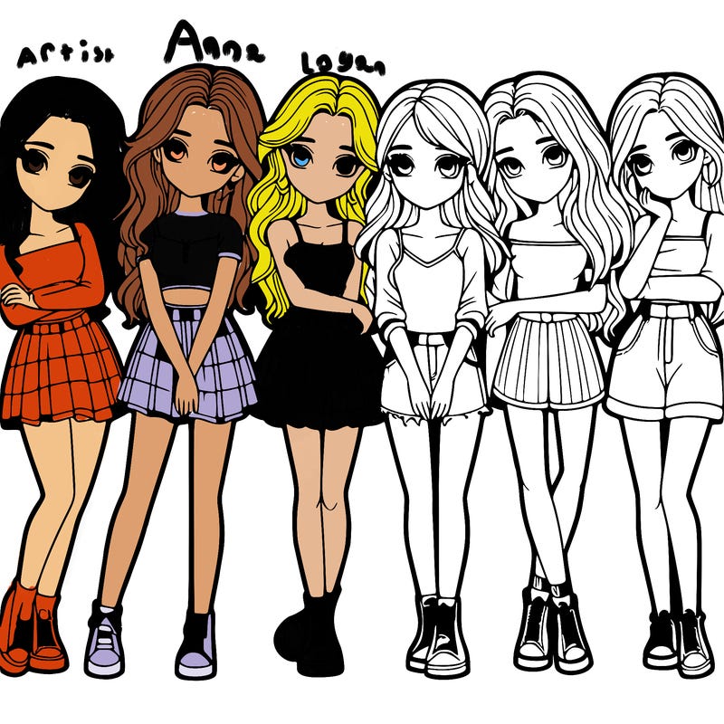 a group of girls realistic