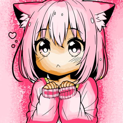 shy anime catgirl