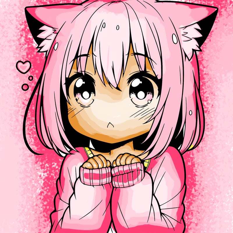 shy anime catgirl