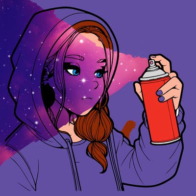 a realistic girl, spray painting