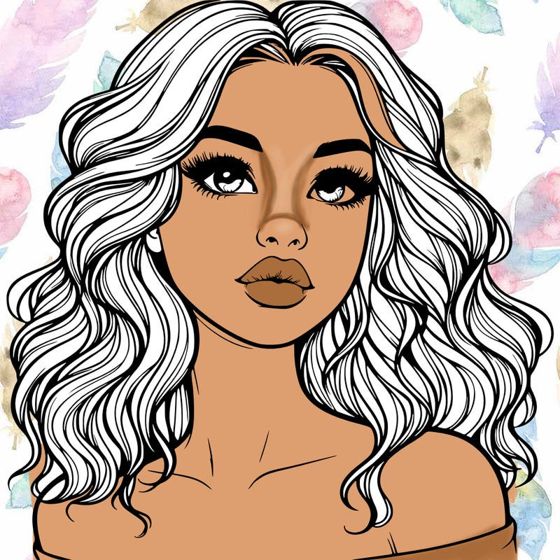 realistic girl with wavy hair and lips