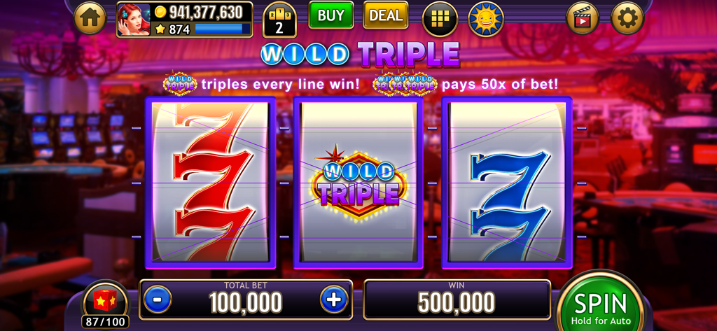 Wild Triple 777 Slots Casino - Classic 3-reel slot machine gameplay in Wild Triple 777 app
