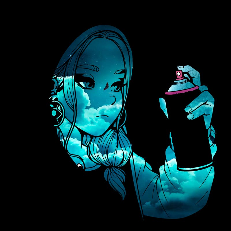 a realistic girl, spray painting