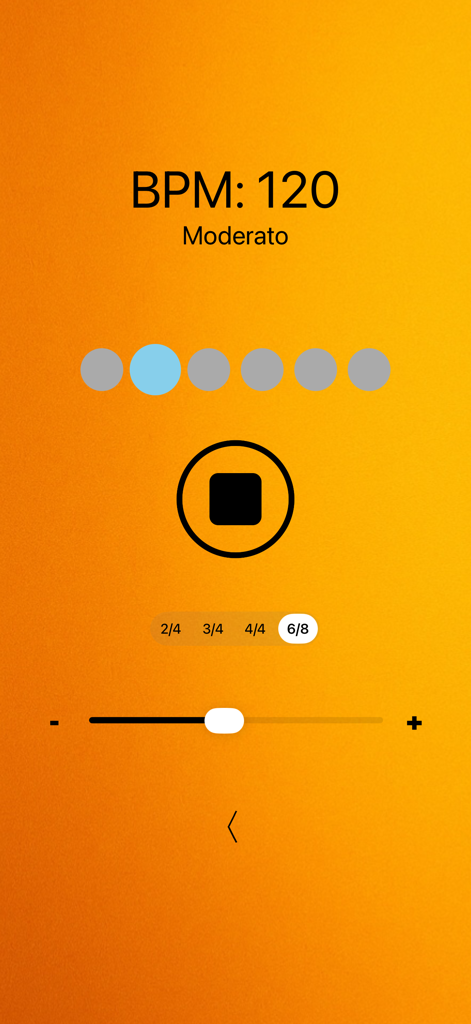 Metronome feature of the Violin Tuner Basic app showing 120 BPM and moderato tempo