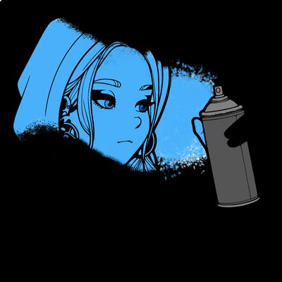 a realistic girl, spray painting