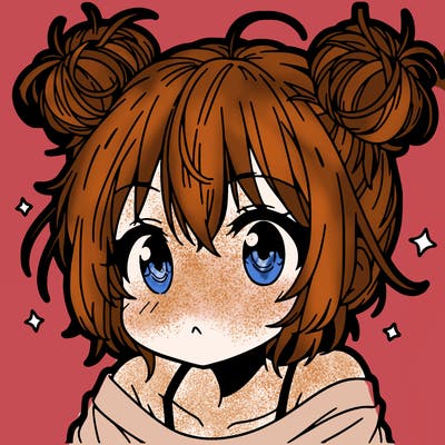 a manga girl with messy small buns