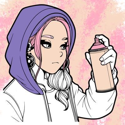 a realistic girl, spray painting