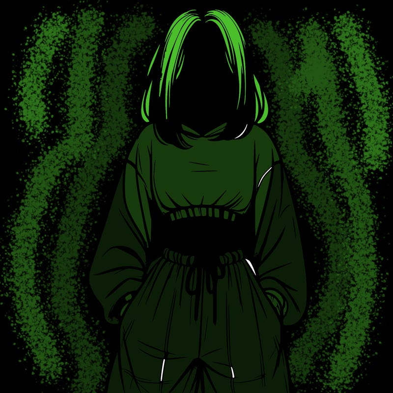 realistic girl faceless with baggy pants and a crop top