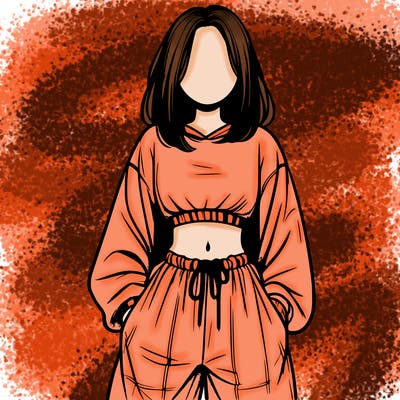 realistic girl faceless with baggy pants and a crop top