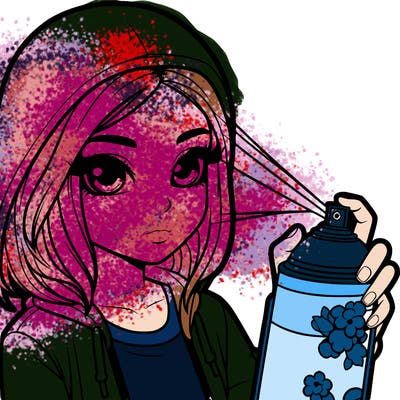 realistic girl spray painting