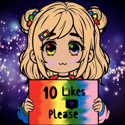 a girl with a sign saying 10 likes please