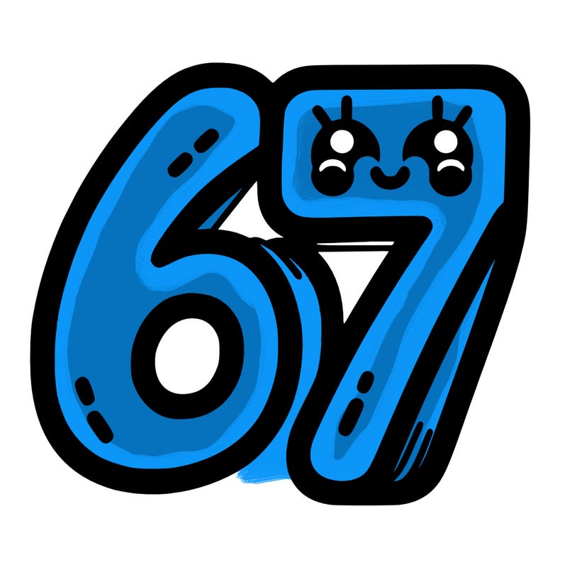 the numbers 67