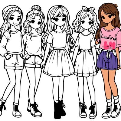 a group of five girls