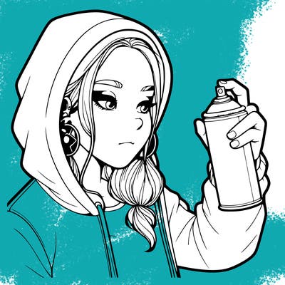a realistic girl, spray painting
