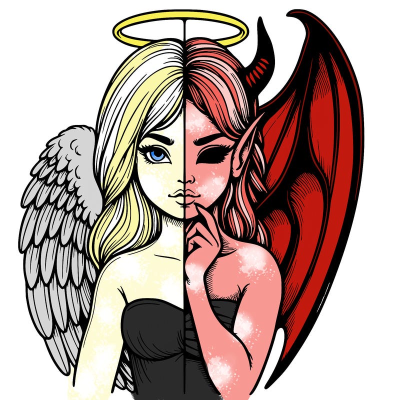 realistic angel half demon