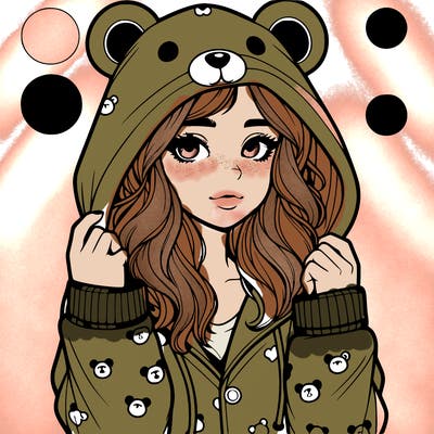 realistic girl in a animal pjs hoodie