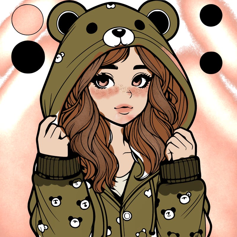 realistic girl in a animal pjs hoodie