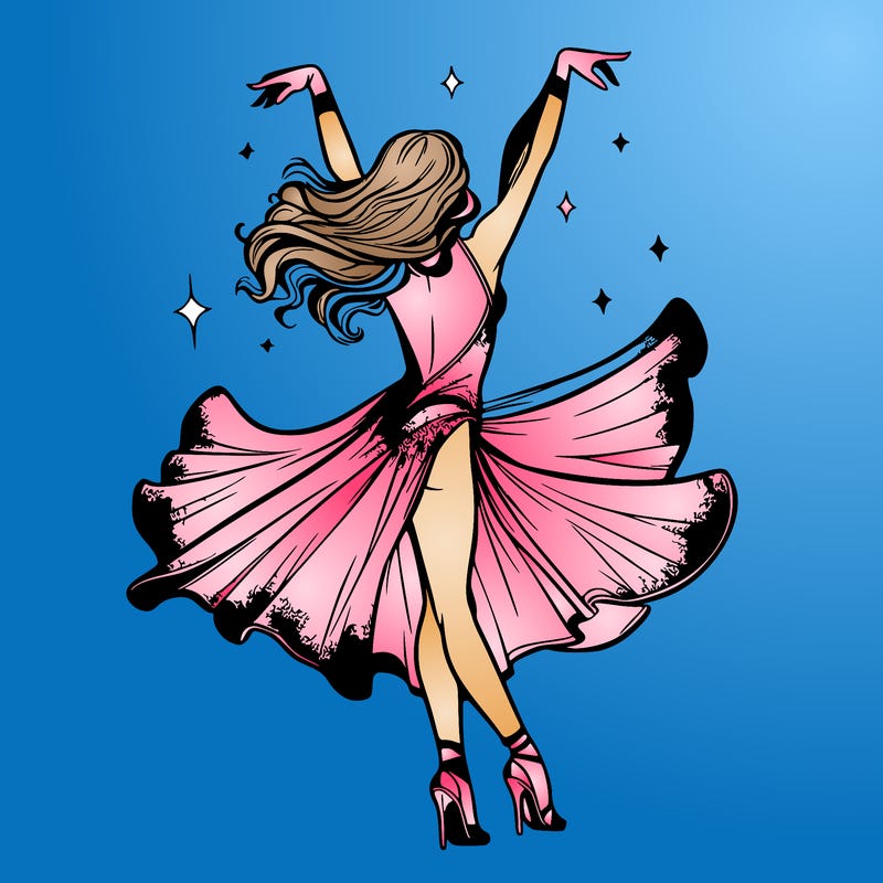 dancer dancing with a shimmery costume on realistic