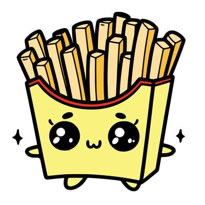 a cute. french fries