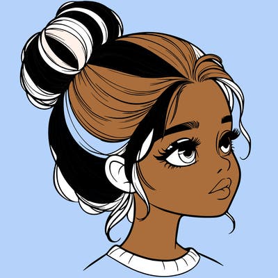 realistic girl with bun