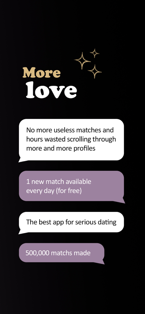 Promotional screen for Waiter dating app highlighting serious dating features and 500000 matches made.