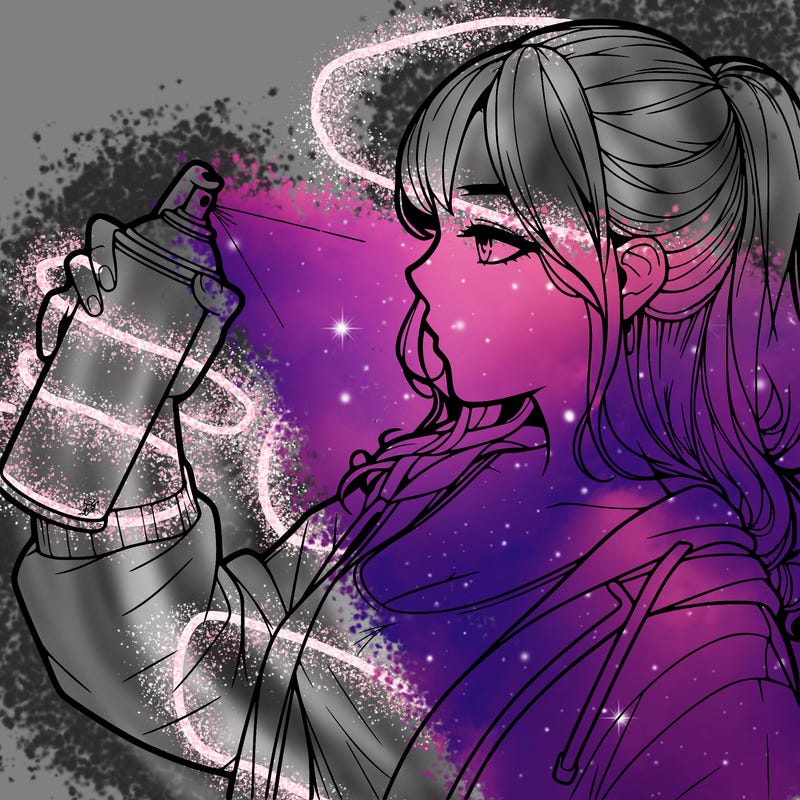 a realistic girl spray, painting