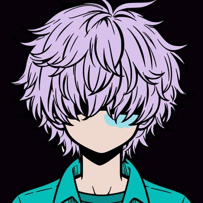 manga boy fluffy hair covering his eyes