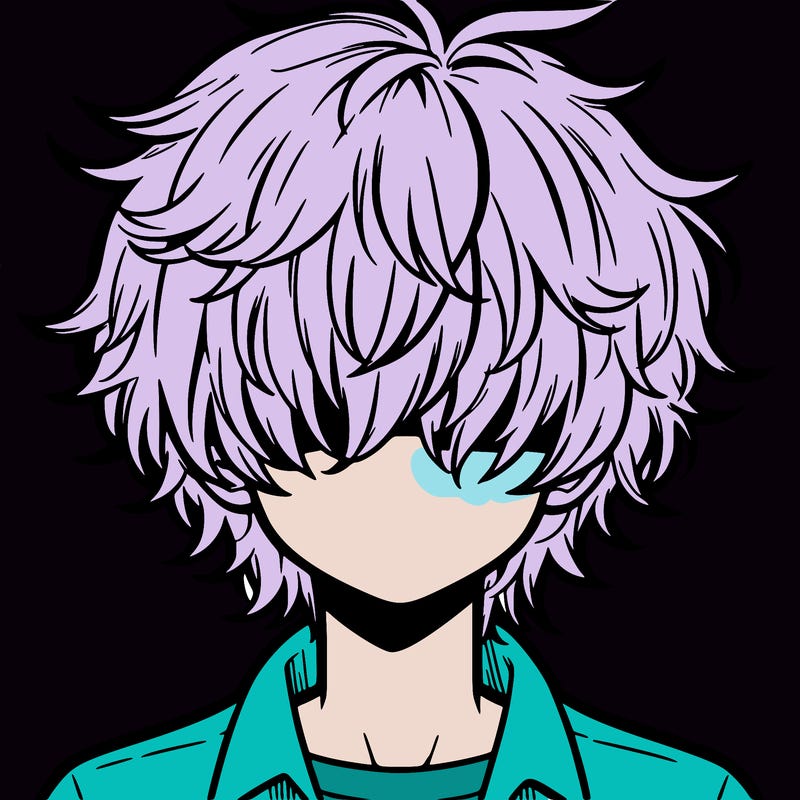 manga boy fluffy hair covering his eyes