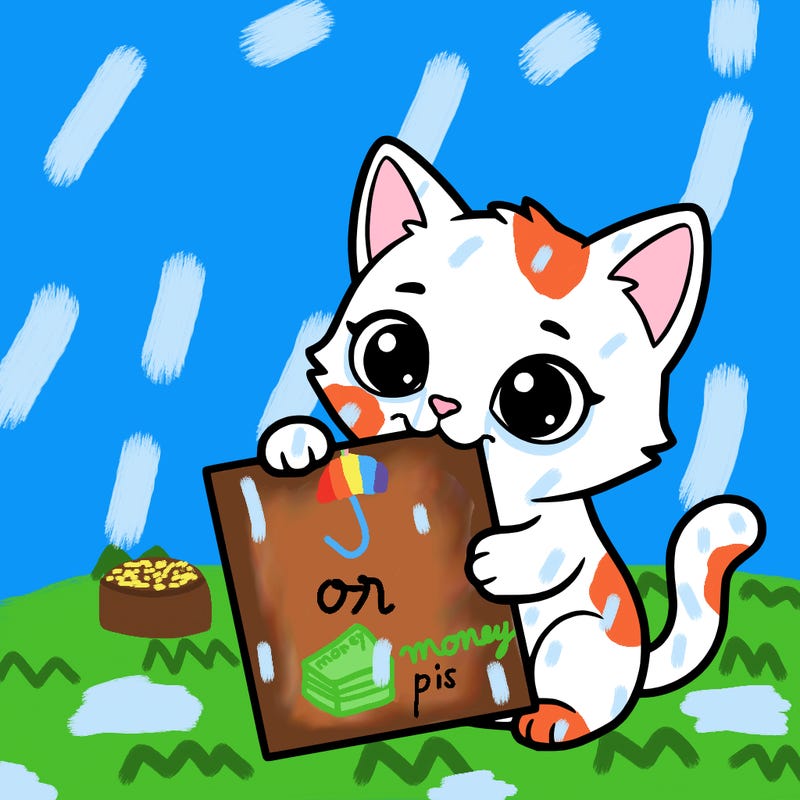 a small cat with a blank sheet of paper in its hand. the cat is sooooooo cute!