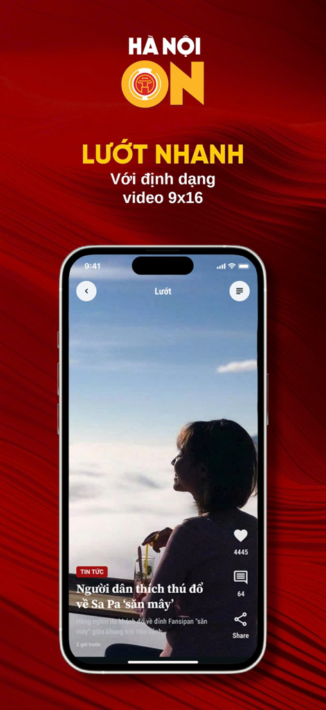 HANOI ON - HANOI ON mobile app displaying a news video in vertical format