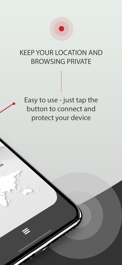 SpeedVPN - Fast & Secure - SpeedVPN-App-Oberfläche, die privates Surfen und einfache Ein-Tipp-Geräteschutzfunktionen hervorhebt