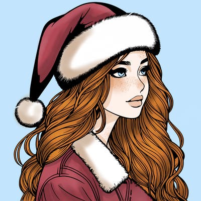 realistic girl in santa hat