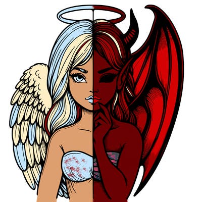 realistic angel half demon