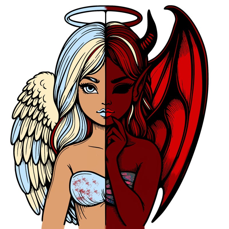 realistic angel half demon