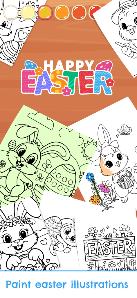 Easter bunny and egg coloring pages for children