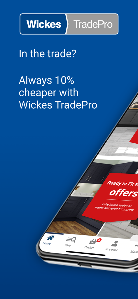 Wickes TradePro - Wickes TradePro mobile app screen offering a 10 percent discount for professionals