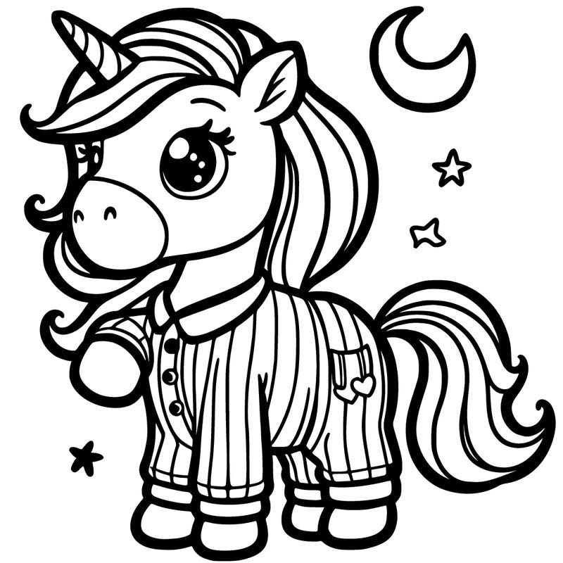 unicorn dressed in pajamas