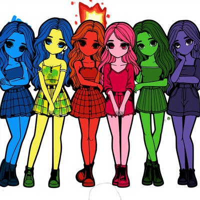 a group of girls realistic