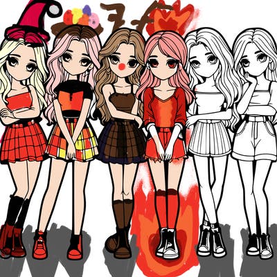 a group of girls realistic