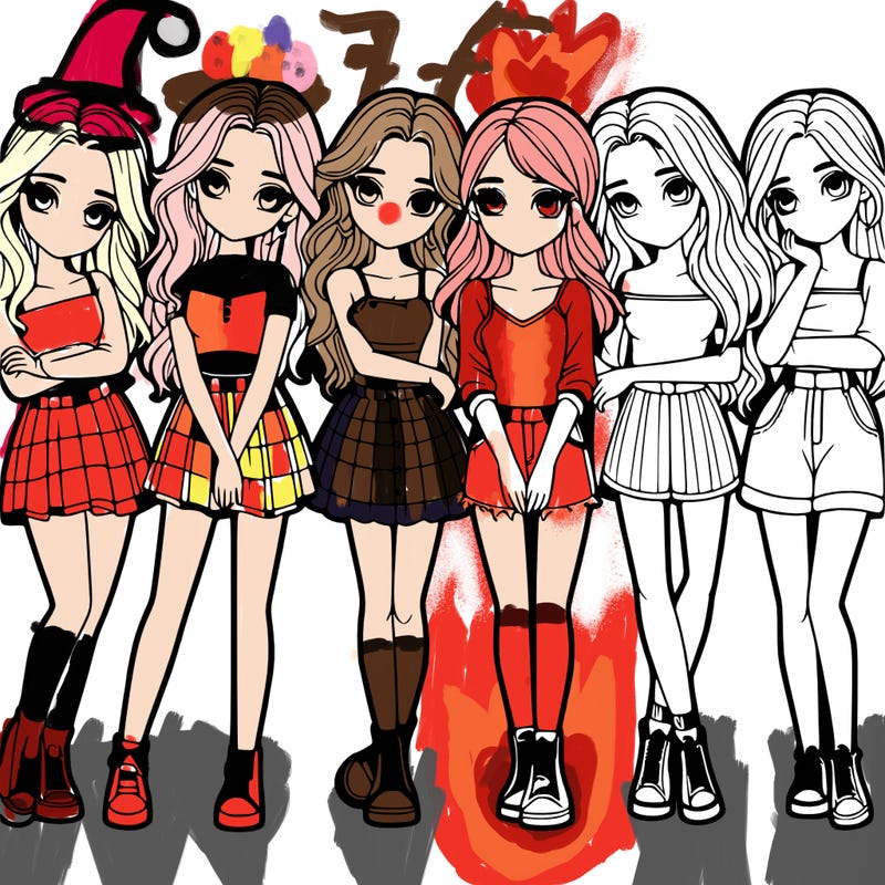 a group of girls realistic